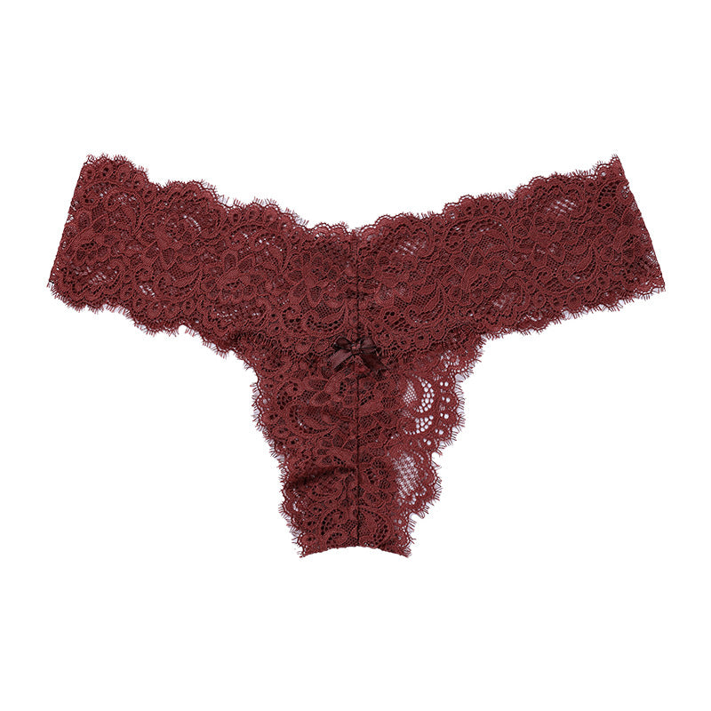 Floral Lace Scallop Trim Thong - M I I X A S