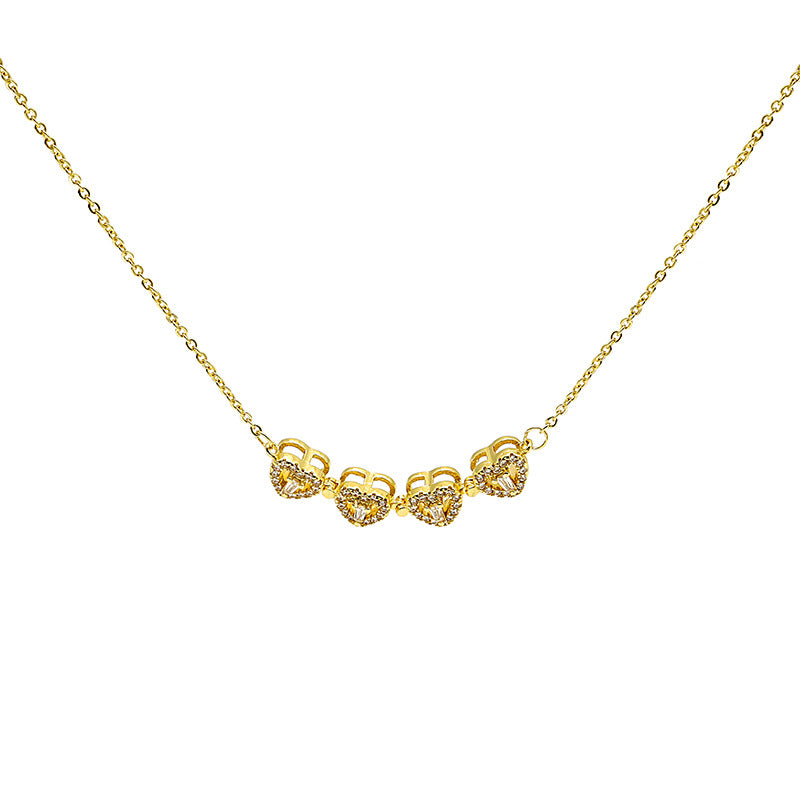 Diamond Hearts Necklace Women