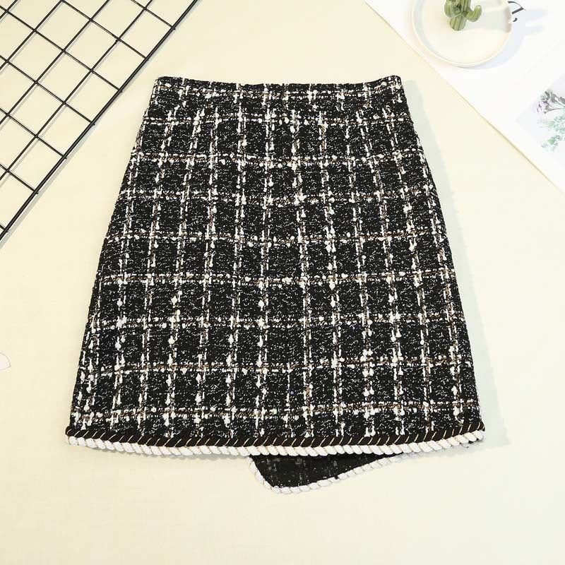 A-Line Pearl Plaid Tweed Skirt - M I I X A S