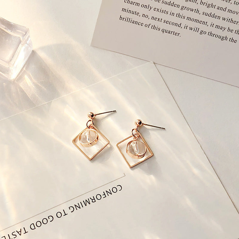 Square Hollow Crystal Earrings