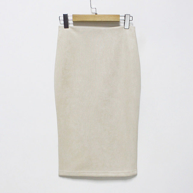 Faux Suede Pencil Skirt Women