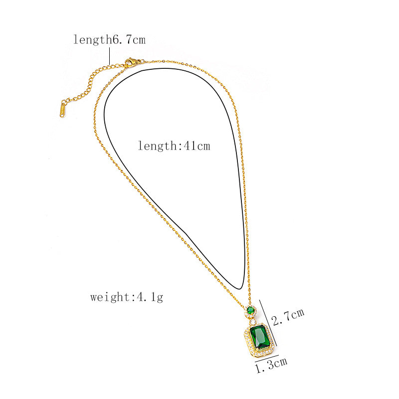 Emerald Green Zircon Pendant Necklace