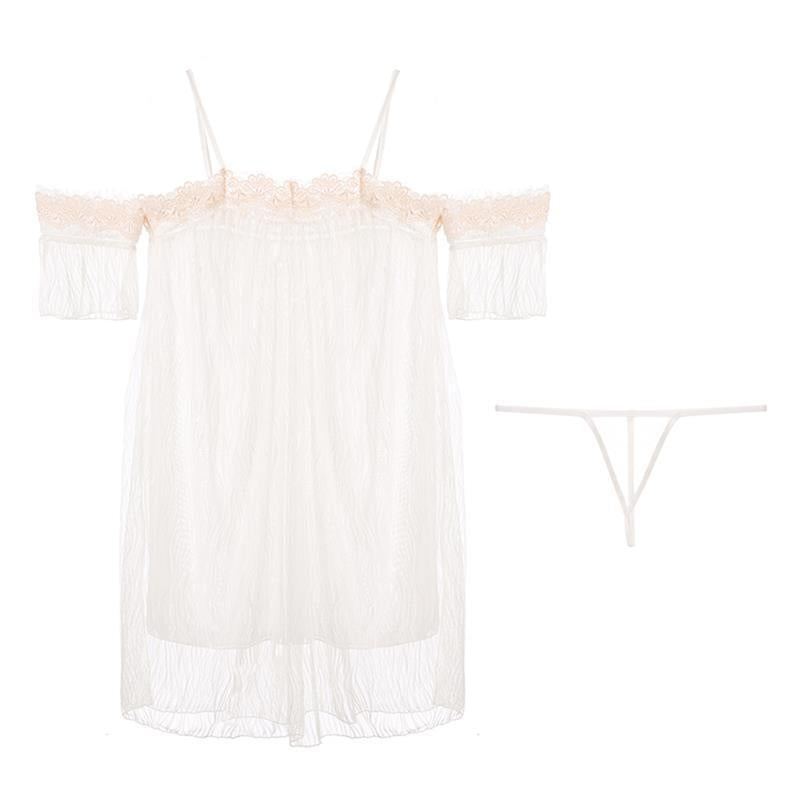 See Through White Mesh Night Dress