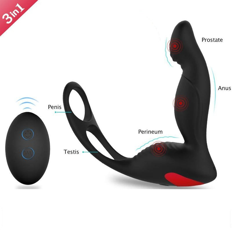 Men 3IN1 Prostate Massager Cock Ring Ball Loop Wireless Remote Control - M I I X A S