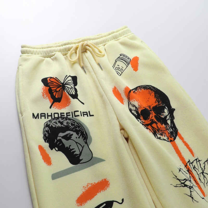 Skull Straight Sweatpant Street Wear Women