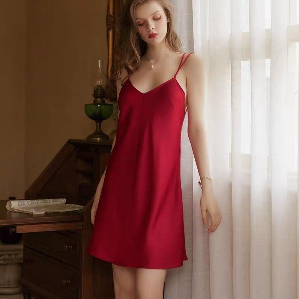 Ladies Sexy Backless Nightdress Silk Sleepwear.