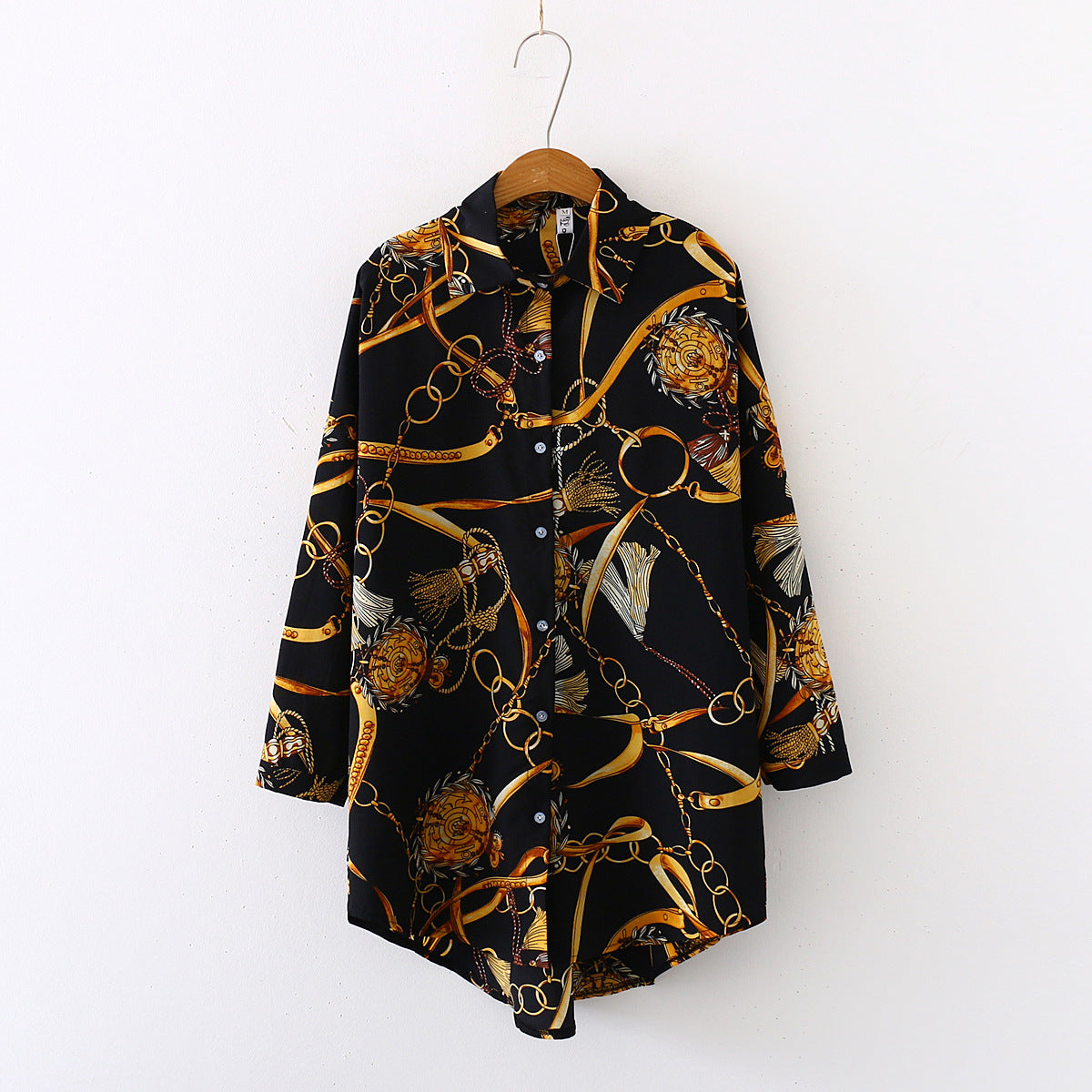 Gold Print Long Sleeve Shirts - M I I X A S