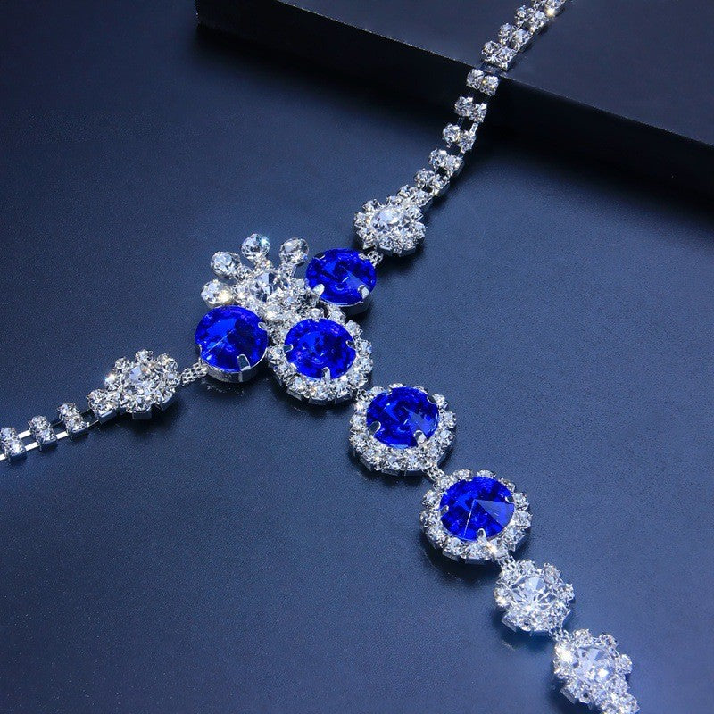 Blue Crystal Rhinestone Body Chain Set