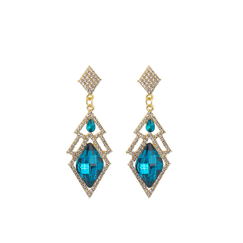 Tassel Blue Crystal Stud Earrings