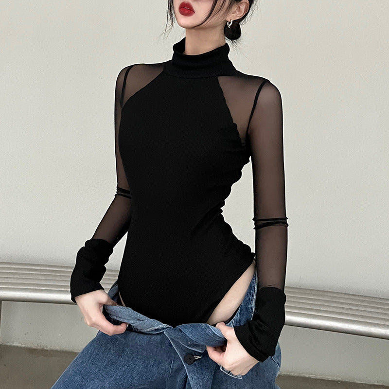 Mesh Sleeve Sexy Bodysuit