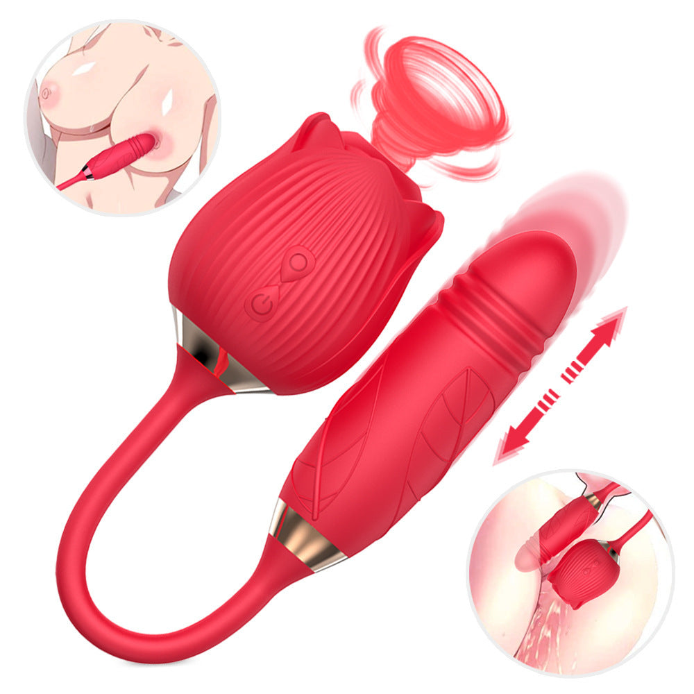 Rose Double Clitoral Stimulator and Suction Massager Vibrator - M I I X A S