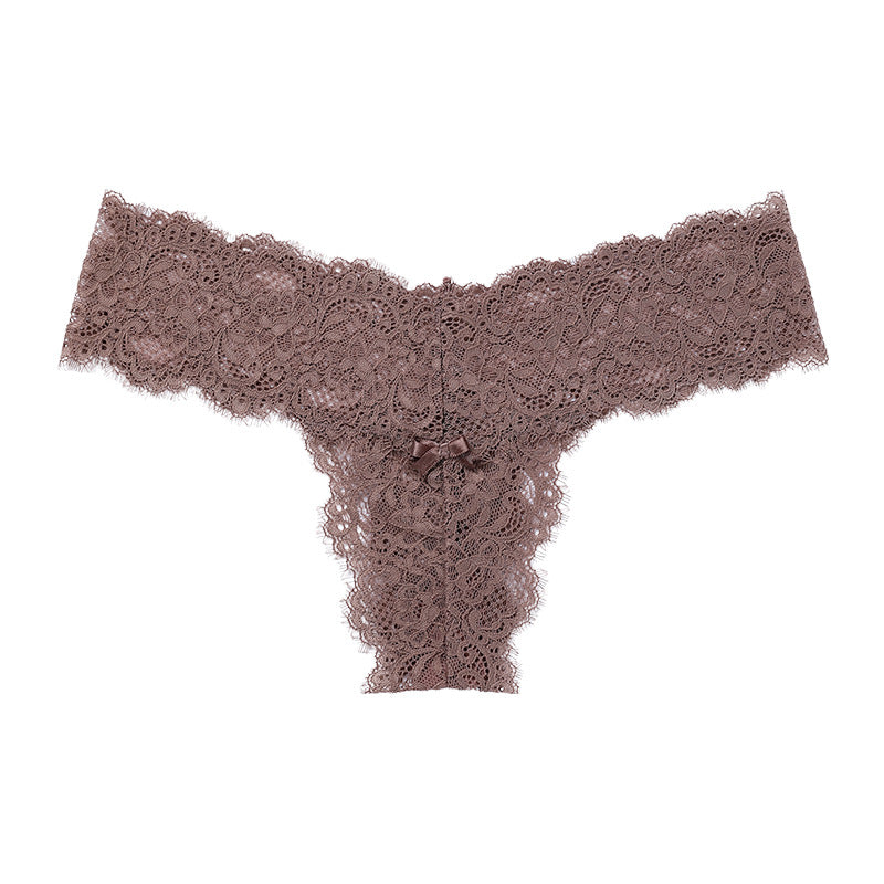 Floral Lace Scallop Trim Thong - M I I X A S