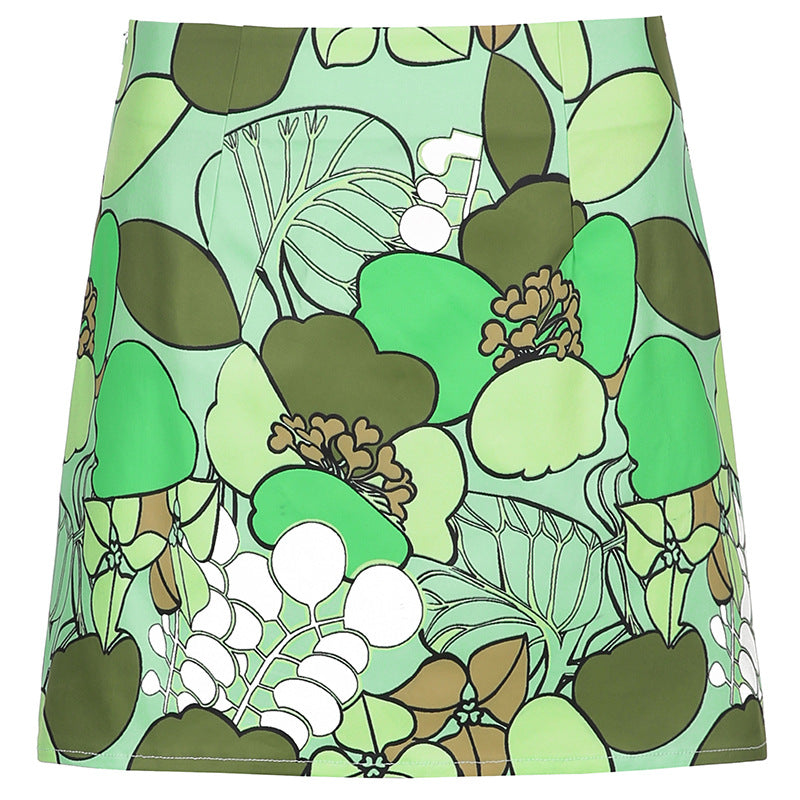 Floral High Waist Tube Mini Skirt Women