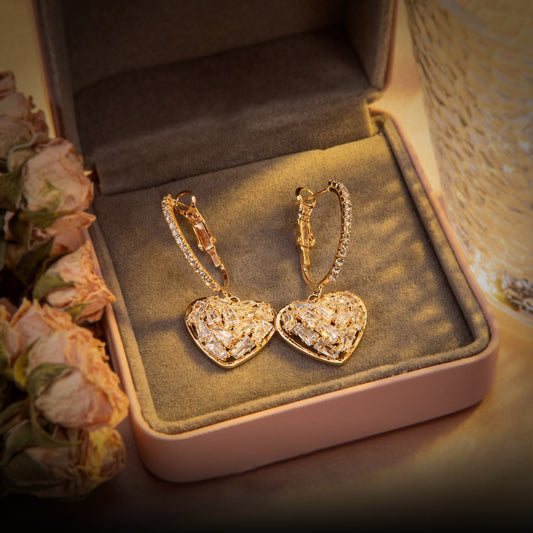 Heart Shaped Zircon Earrings