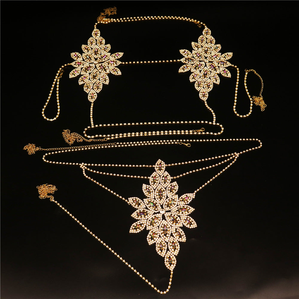 Rhinestone Floral Crystal Body Chain Set