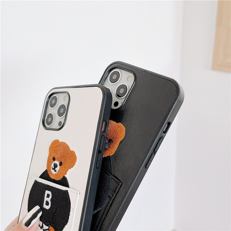 Cute Bear Card Slot iPhone Cases