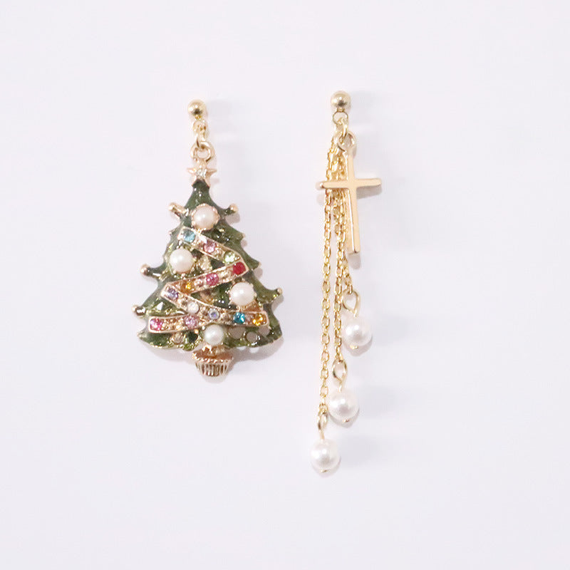 Christmas Tree Wreath/Cross Decor Earrings/Clip on Earrings