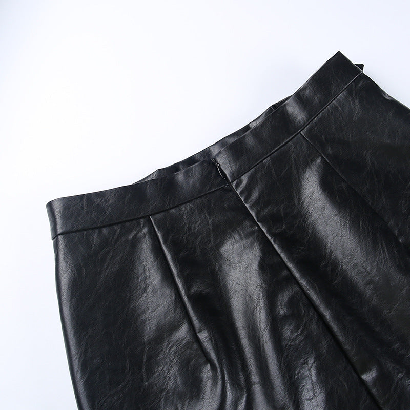 Leather Split Skirt Women