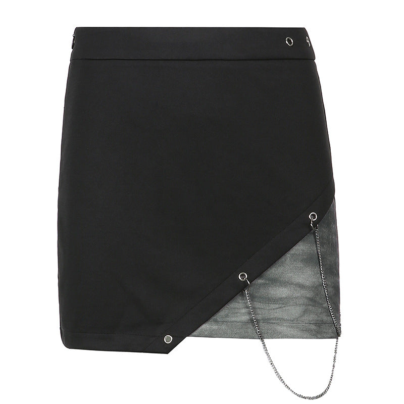 Contrast Chain Design Tube Mini Skirt