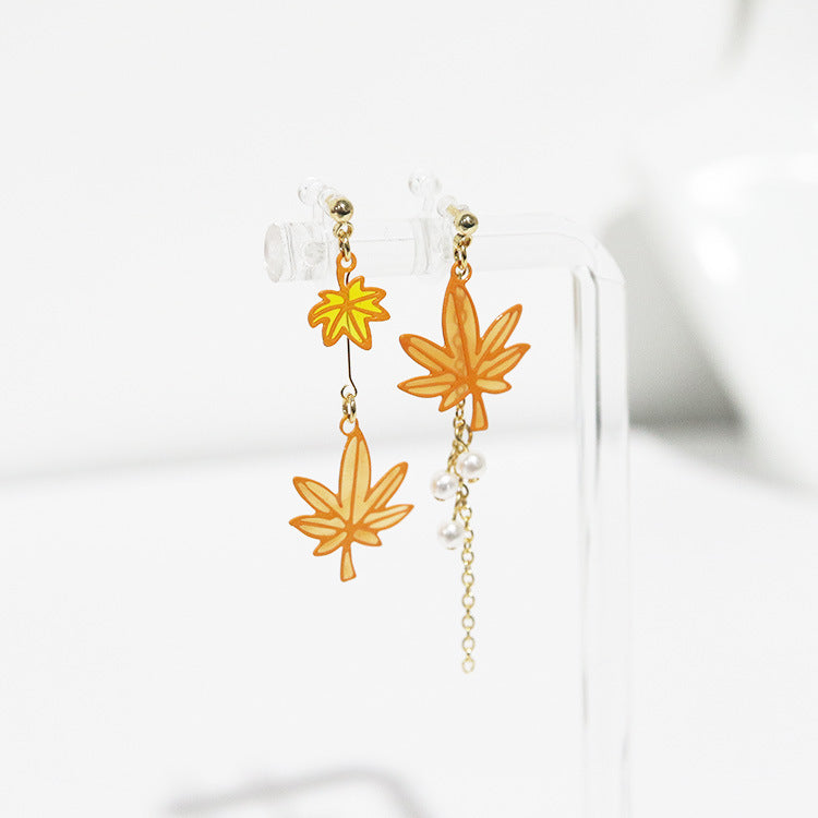 Maple Leaves Design Earrings/Clip on Earrings