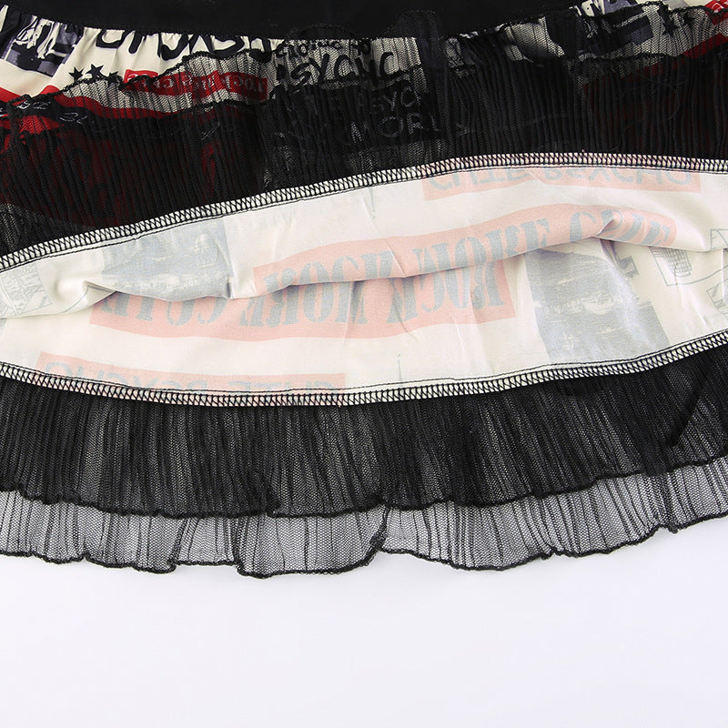 Grunge Design Lace A-Line Skirt Women