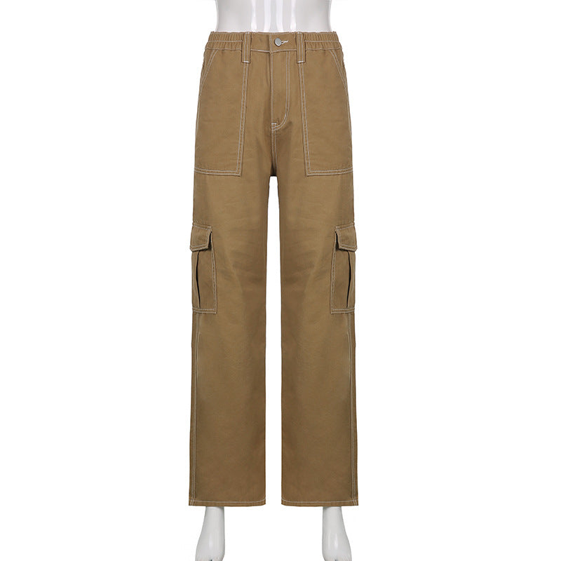 Cargo Jean Flap Pocket High Waist Pant