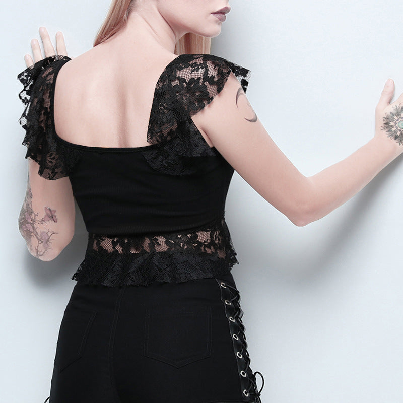 Lace Hollow Our Off Shoulder Punk Crop Top