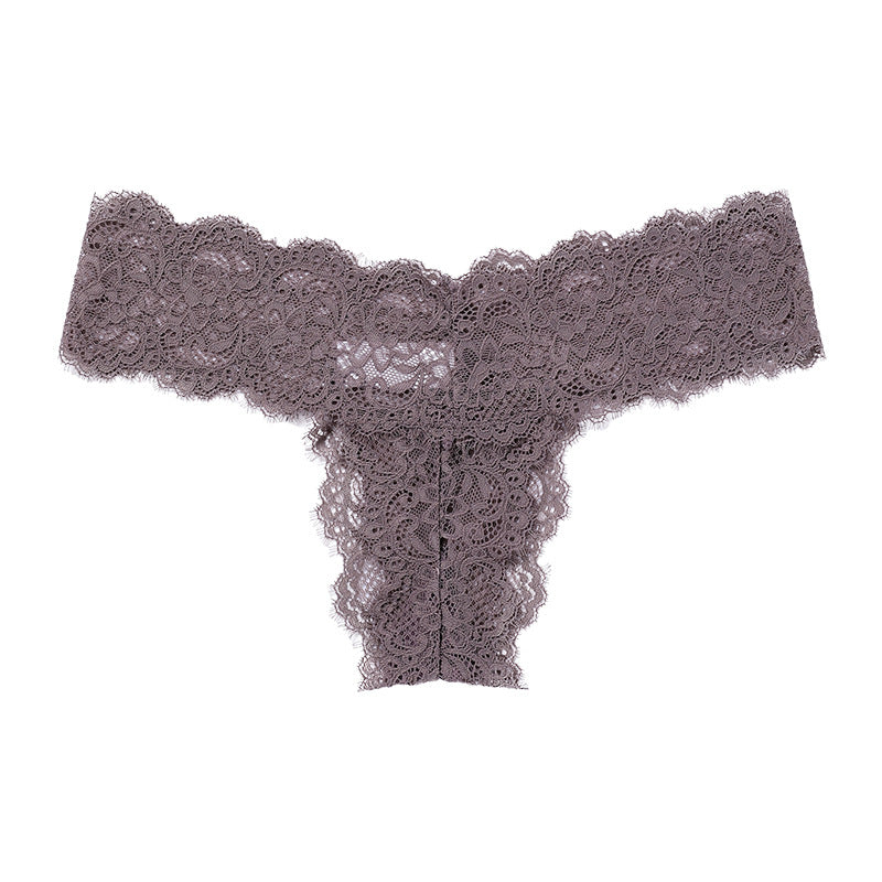 Floral Lace Scallop Trim Thong - M I I X A S