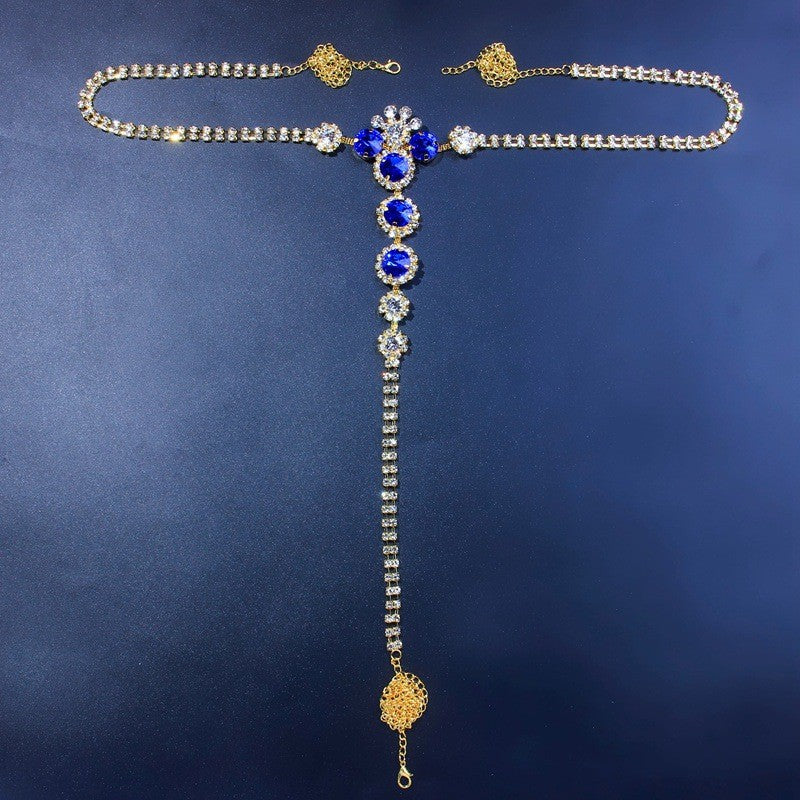 Blue Crystal Rhinestone Body Chain Set