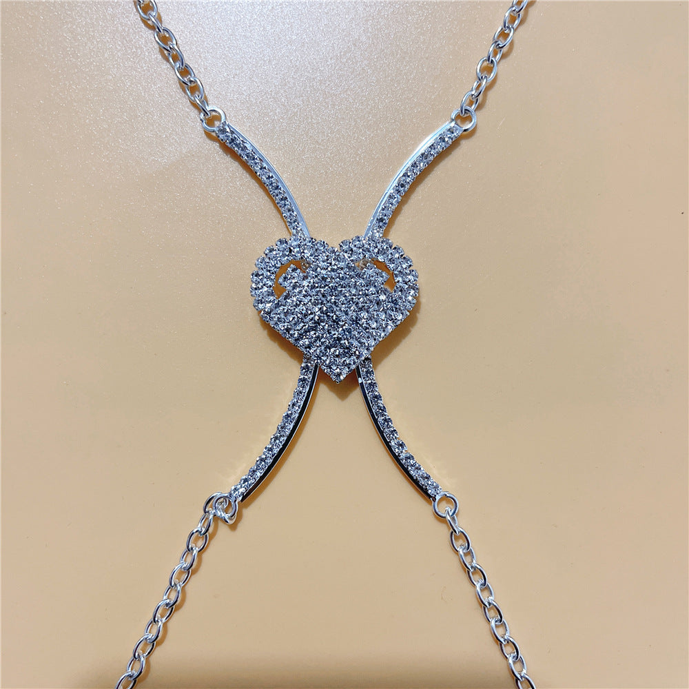 Heart Rhinestone Chest Bracket Body Chain