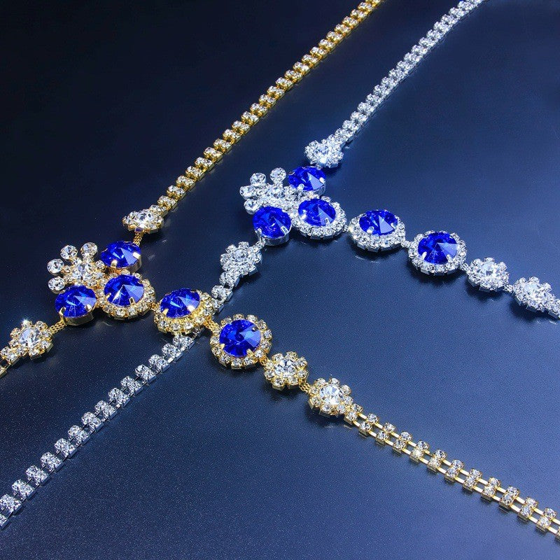 Blue Crystal Rhinestone Body Chain Set