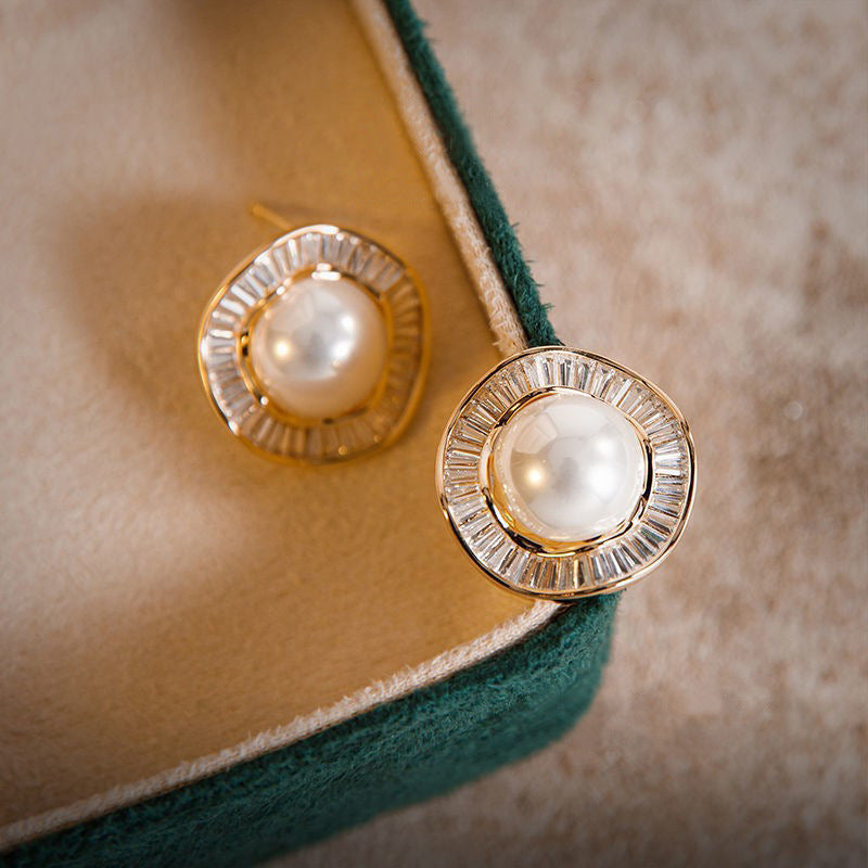 Gold Plated Pearl Stud Earrings