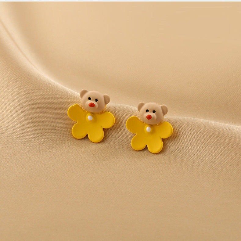 Cute Flower Bear Stud Earrings