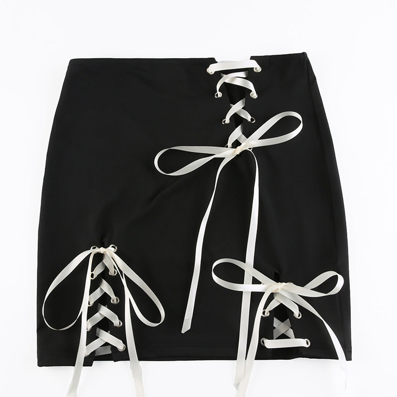 Criss Crioss Tie-Up Tube Short Skirt