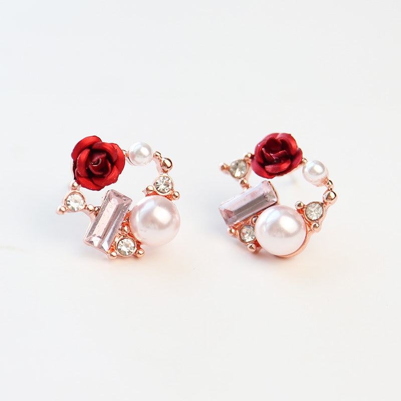 Rose Pearl Earrings/Clip On Earrings