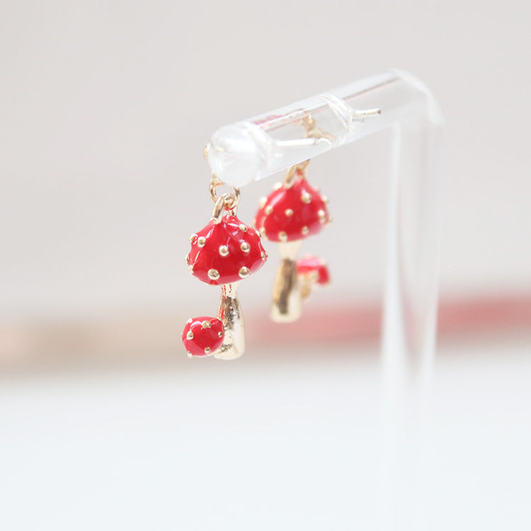 Cute Red Mushroom Earrings/Clip On Earrings