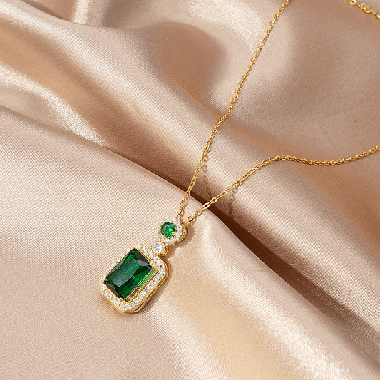 Emerald Green Zircon Pendant Necklace