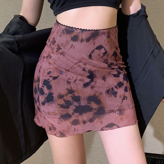 Tie-Dye Mesh A-Line Skirt Women