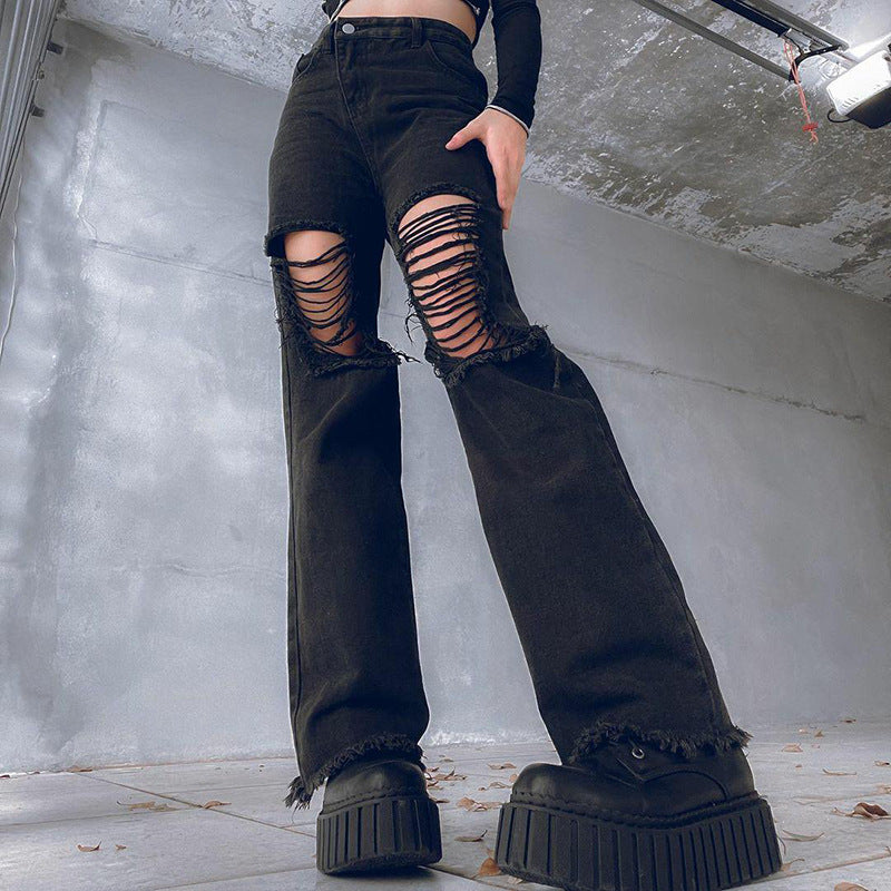 Ripped Jean High Waist Flare Jean Women