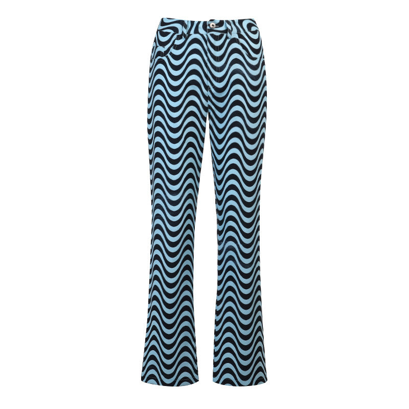 Twill Wave Straight Pants Women