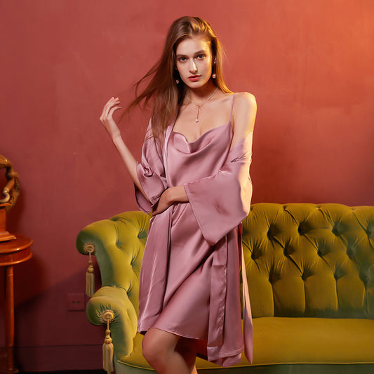 Women's Sexy Contrast Lace Silk Satin Nightdress Lounge Wear Night Gown Robe.