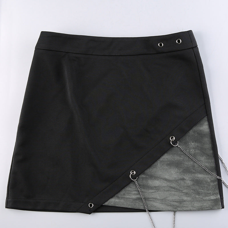 Contrast Chain Design Tube Mini Skirt