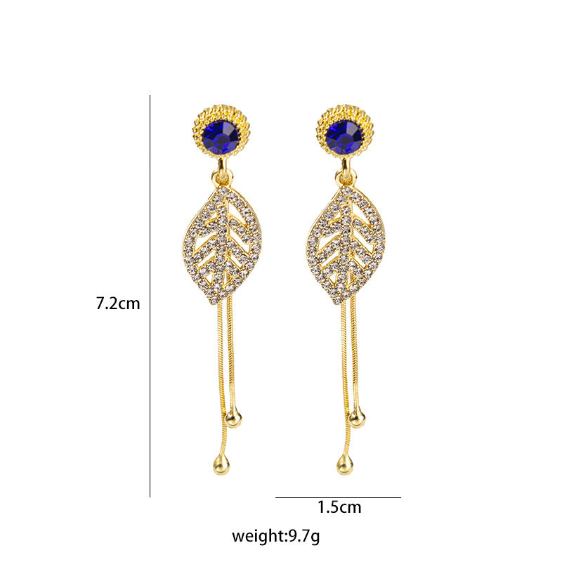 Leaf Design Diamond Dangle Earrings