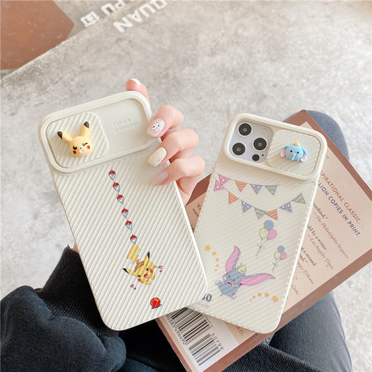 Cute Cartoon Slide Camera Protection iPhone Cases