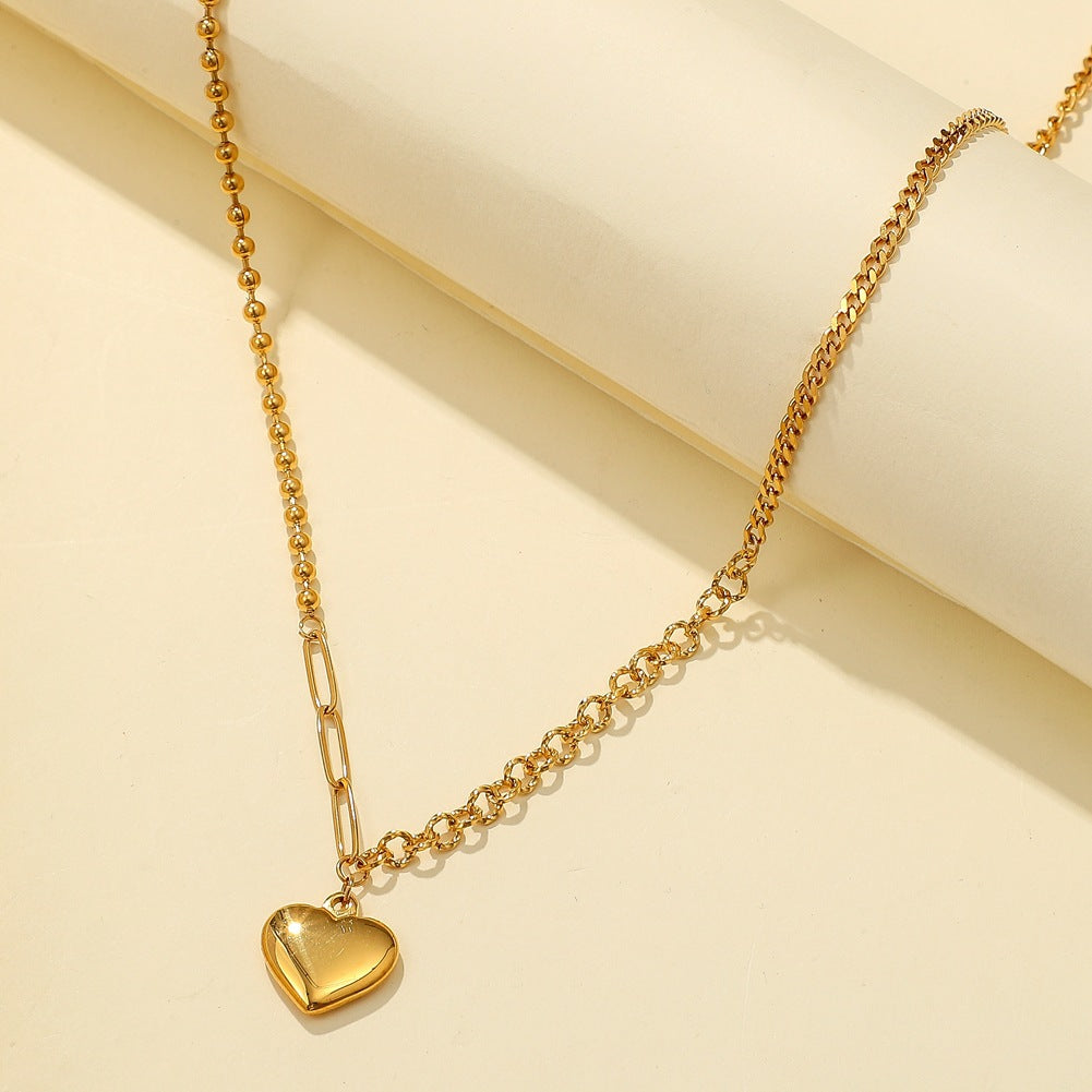 Gold Plated Titanium Butterfly/Heart Herringbone Necklace