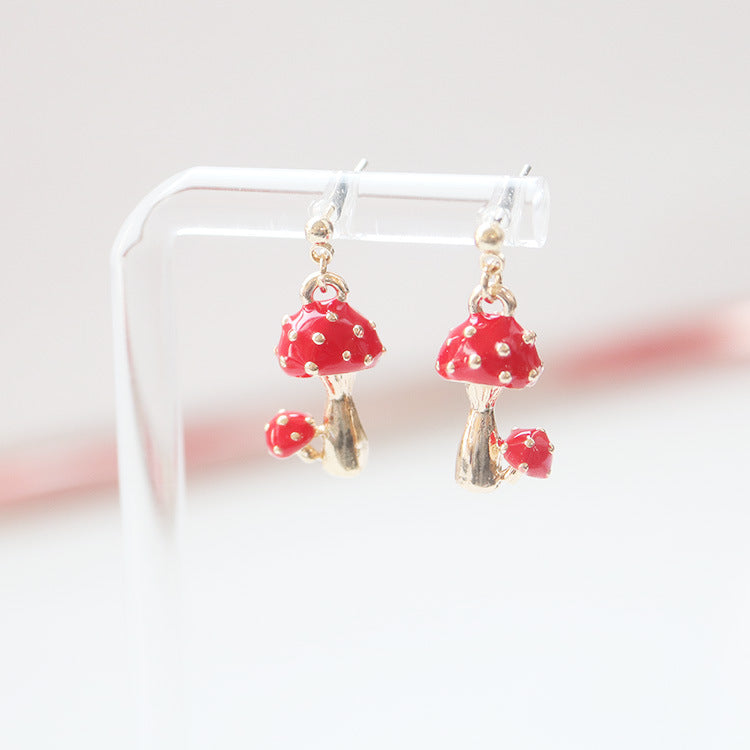 Cute Red Mushroom Earrings/Clip On Earrings