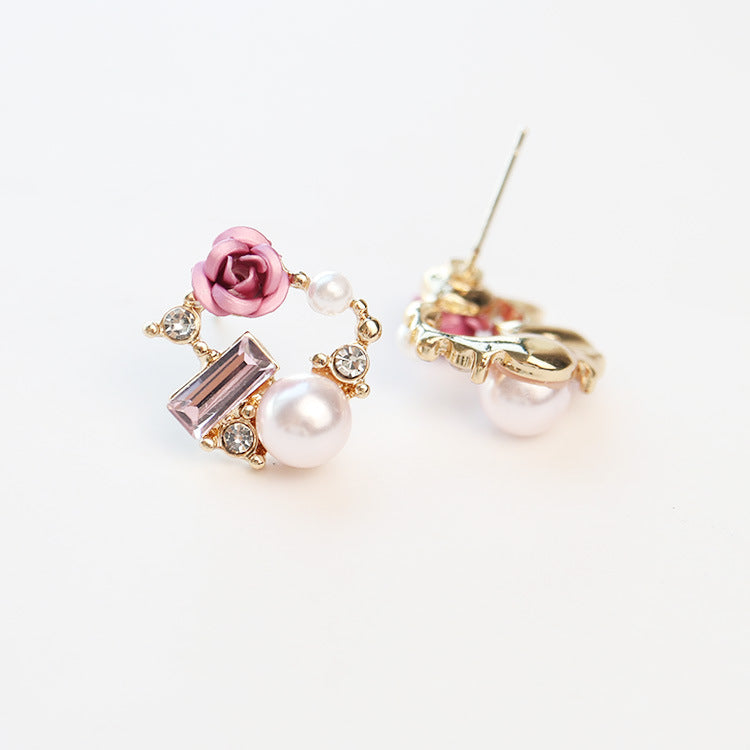 Rose Pearl Earrings/Clip On Earrings