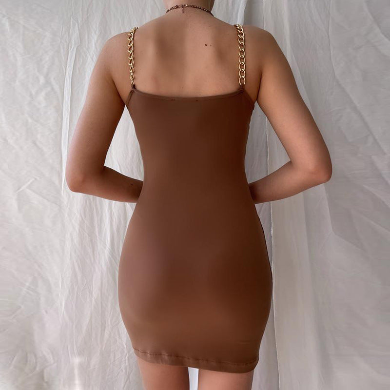 Cami Chain Solid Mini Dress Bodycon