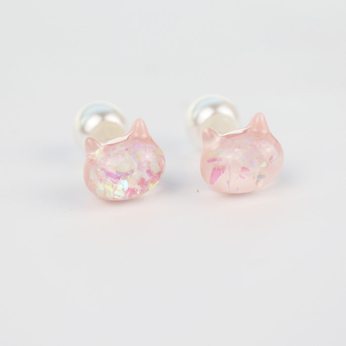 Cat Pearl Double Sided Earrings