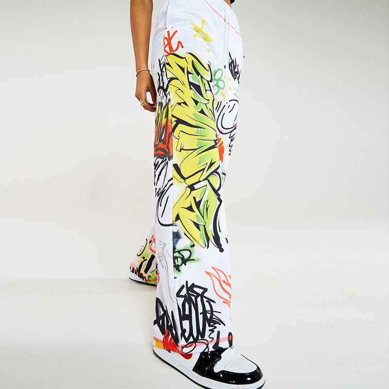 Street Graffiti Art Wide Leg Pant Women